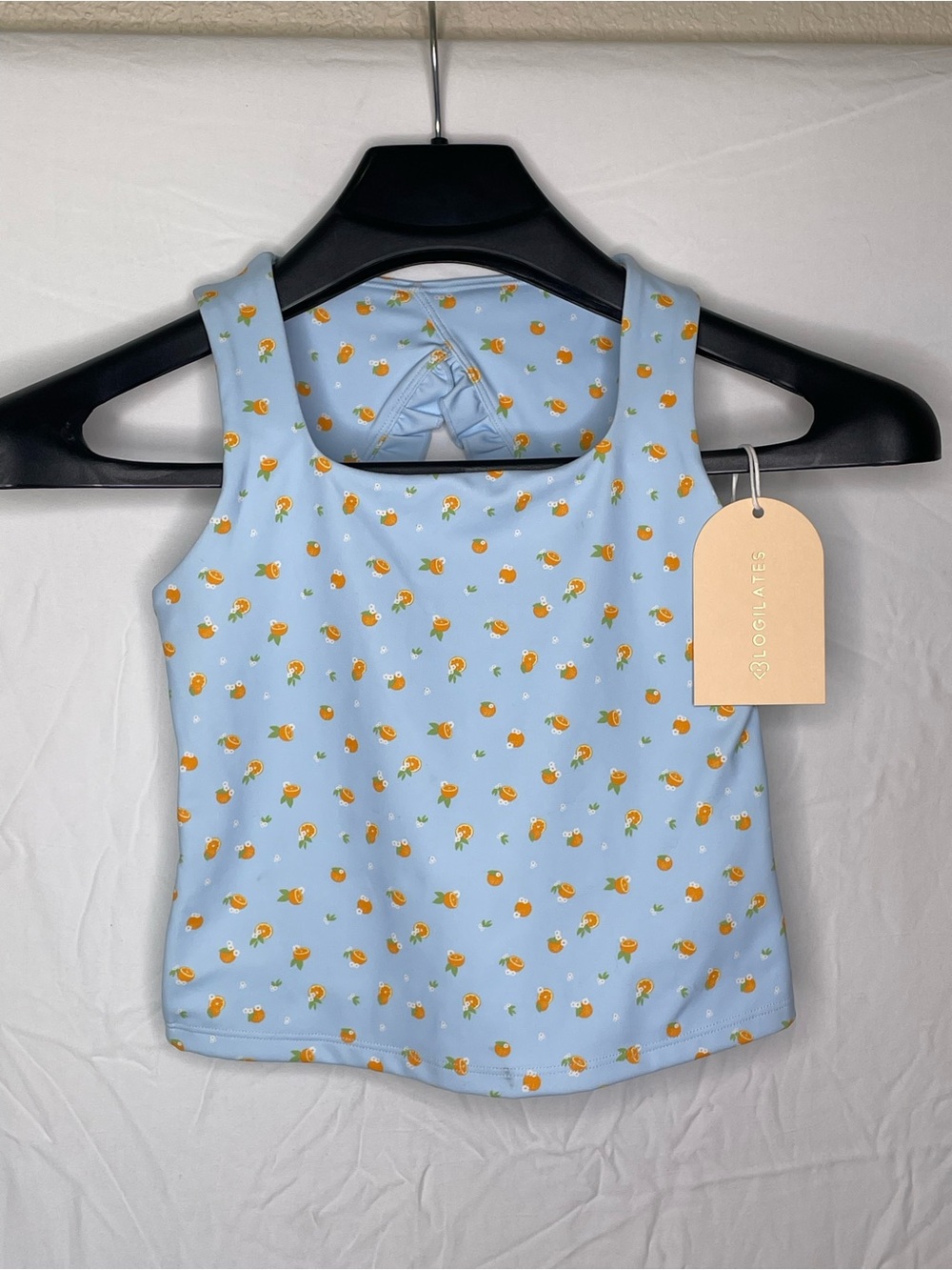 Blogilates Girls' Mommy & Me Ruffle Back Tank Top - Blue Citrus Print